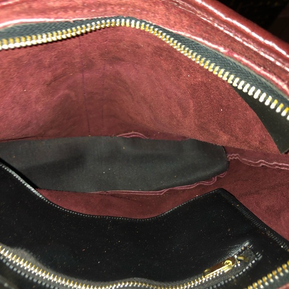 Vintage Burgundy, suede-leather Crossbody purse. - Picture 15 of 16